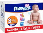 Paddlers 3 Beden Midi 160 Adet Aylık Paket Bebek Bezi