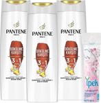 Pantene 3'Ü 1 Arada Şampuan Krem Bakım Kürü Saç Dökülmelerine Karşı Etkili 400 Ml X3 Makyaj Pamuğu