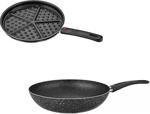 Papilla Wok+Waffle Granit Tava Seti