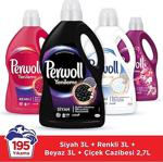 Perwoll Hassas Bakım Sıvı Çamaşır Deterjanı (195 Yıkama) 3X3L Siyah + Renkli + Beyaz + 2,7L Çiçek Cazibesi