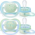 Philips Avent Erkek Bebek Mavi Ultra Air Night 2Li Silikon Emzik 0-6 Ay