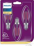 Philips LED Classic 40W B35 E14 Non-Dim 2700K 3'lü Ekopaket Led Filament Ampul