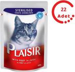 Plaisir Sığır Etli Kısırlaştırılmış Kedi Yaş Maması 100gr ( 22 Adet )