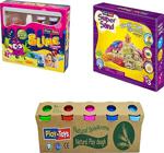Play-toys Natural Beşli Oyun Hamuru Super Sand Kinetik Kum Eğlence Ve Slime Hazırlama 3\'lü Set