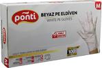 Ponti Gloves Beyaz Pudrasız Tek Kullanımlık Pe Eldiven 100'Lü