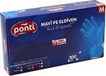 Ponti Gloves Mavi Pudrasız Tek Kullanımlık Pe Eldiven 100'Lü Medium