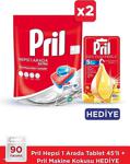 Pril H1A Bulaşık Makinesi Deterjanı 45 Tablet 2'Li Paket + Pril Makine Kokusu Hediyeli