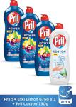 Pril Power 5 Etki Limon 675 Ml 3'Lü + Aloe Vera Losyon 750 Gr Sıvı Bulaşık Deterjanı