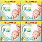 Prima 2 Beden Yenidoğan Premium Care Bebek Bezi(4x50) 200 Adet