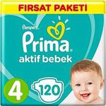 Prima Aktif Bebek 4 Beden Maxi 120 Adet Bebek Bezi