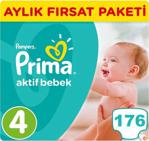 Prima Aktif Bebek 4 Beden Maxi 176 Adet Bebek Bezi