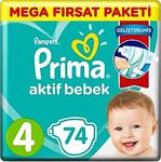 Prima Aktif Bebek 4 Beden Maxi 74 Adet Bebek Bezi