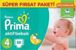 Prima Aktif Bebek 4 Beden Maxi 88 Adet Bebek Bezi