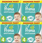 Prima Aktif Bebek 4 Numara Maxi 40'lı 4 Paket Bebek Bezi