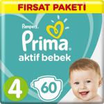 Prima Aktif Bebek 4 Numara Maxi 60 Adet 2'li Paket Bebek Bezi