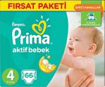 Prima Aktif Bebek 4 Numara Maxi 66 Adet Fırsat Paketi Bebek Bezi