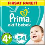 Prima Aktif Bebek 4+ Numara Maxi Plus 54 Adet Fırsat Paketi Bebek Bezi