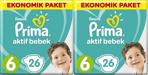 Prima Aktif Bebek 6 Numara Extra Large 26 Adet 2'li Paket Bebek Bezi