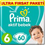 Prima Aktif Bebek 6 Numara Extra Large 60'lı Ultra Fırsat Paketi