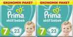 Prima Aktif Bebek 7 Numara XX Large 23'lü 2 Paket Bebek Bezi