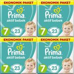 Prima Aktif Bebek 7 Numara XX Large 23'lü 4 Paket Bebek Bezi