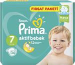 Prima Aktif Bebek 7 Numara XX Large 36 Adet Fırsat Paketi Bebek Bezi