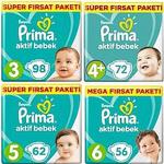 Prima Aktif Bebek Bezi 1,2,3,4+,5,6 Beden Numara Fırsat Paket Seç