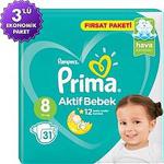 Prima Aktif Bebek Bezi 8 Numara 31x3 93 Adet Fırsat Paketi