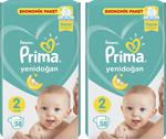 Prima Aktif Bebek Mini 2 Beden 58 Adet 2'li Paket Bebek Bezi