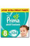 Prima Aylık Fırsat Beden:8 (17+Kg) Xxx Large 124 Adet Bebek Bezi