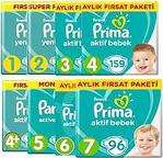 Prima Bebek Bezi 1 2 3 4 4+ 5 6 7 Beden Aktif Bebek ve Yenidoğan