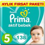 Prima Bebek Bezi Aktif Bebek 5 Beden 138 Adet Junior Aylık Fırsat Paketi