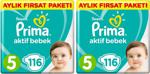 Prima Bebek Bezi Aktif Bebek 5 Beden 232 Adet Junior Aylık Fırsat Paketi