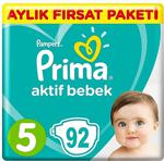 Prima Bebek Bezi Aktif Bebek 5 Beden Aylık Paket 92 Adet