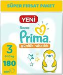 Prima Bebek Bezi Günlük Rahatlık Beden:3 (6-10Kg) Midi 180 Adet Süper Fırsat Pk