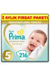 Prima Bebek Bezi Premium Care 5 Beden 216 Adet Junior 2 Aylık Fırsat Paketi