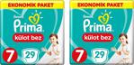 Prima Pants 7 Numara XX Large 29'lu 2 Paket Külot Bez