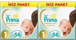 Prima Premium Care 1 Numara Yenidoğan 56 Adet 2'li Paket Bebek Bezi