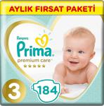 Prima Premium Care 3 Numara Midi 184'lü Aylık Fırsat Paketi Bebek Bezi