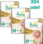 Prima Premium Care 3 Numara Midi 68'li 3 Paket Bebek Bezi