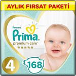Prima Premium Care 4 Numara Maxi 168 Adet Aylık Paket Bebek Bezi