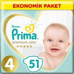 Prima Premium Care 4 Numara Maxi 51'li Ekonomik Paket Bebek Bezi