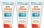 Procsin Face & Body Spf 50+ 50 Ml 3 Adet Yüz Ve Vücut Güneş Kremi