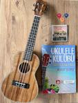 Puka Koa Ağacı Sedefli Concert Ukulele Çanta-Kitap-Tel-Pena