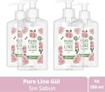 Pure Line Doğal Özler Ile Sıvı Sabun Gül 280 Ml X4