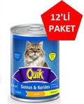 Quik Somon ve Karidesli 415 gr 12'li Paket Yetişkin Kedi Konservesi