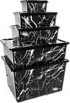 Qutu Trend Box Black Marble Dekoratif Saklama Kutusu - 5 Parça