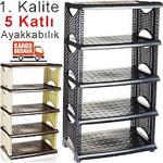 Rattan 5 Katlı Plastik Ayakkabılık Rafı Ayakkabı Dolabı