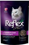 Reflex Plus Kuzu Etli ve Ciğerli Pouch 100 gr Yetişkin Kedi Konservesi