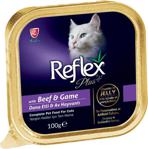 Reflex Plus Parça Etli Dana Eti ve Av Hayvanlı 100 gr Yetişkin Kedi Konservesi